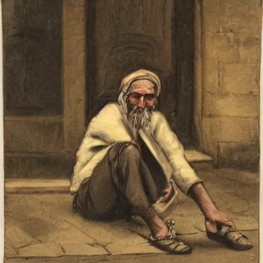 Prompt: a beggar from london