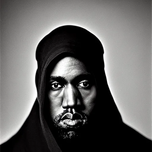 Prompt: a ( ( ( ( ( ( ( ( ( ( ( ( ( ( ( ( ( ( chiaroscuro lighting portrait ) ) ) ) ) ) ) ) ) ) ) ) ) ) ) ) ) of kanye west dressed as rick owens, black background, portrait by julia margaret cameron, shallow depth of field, 8 0 mm, f 1. 8