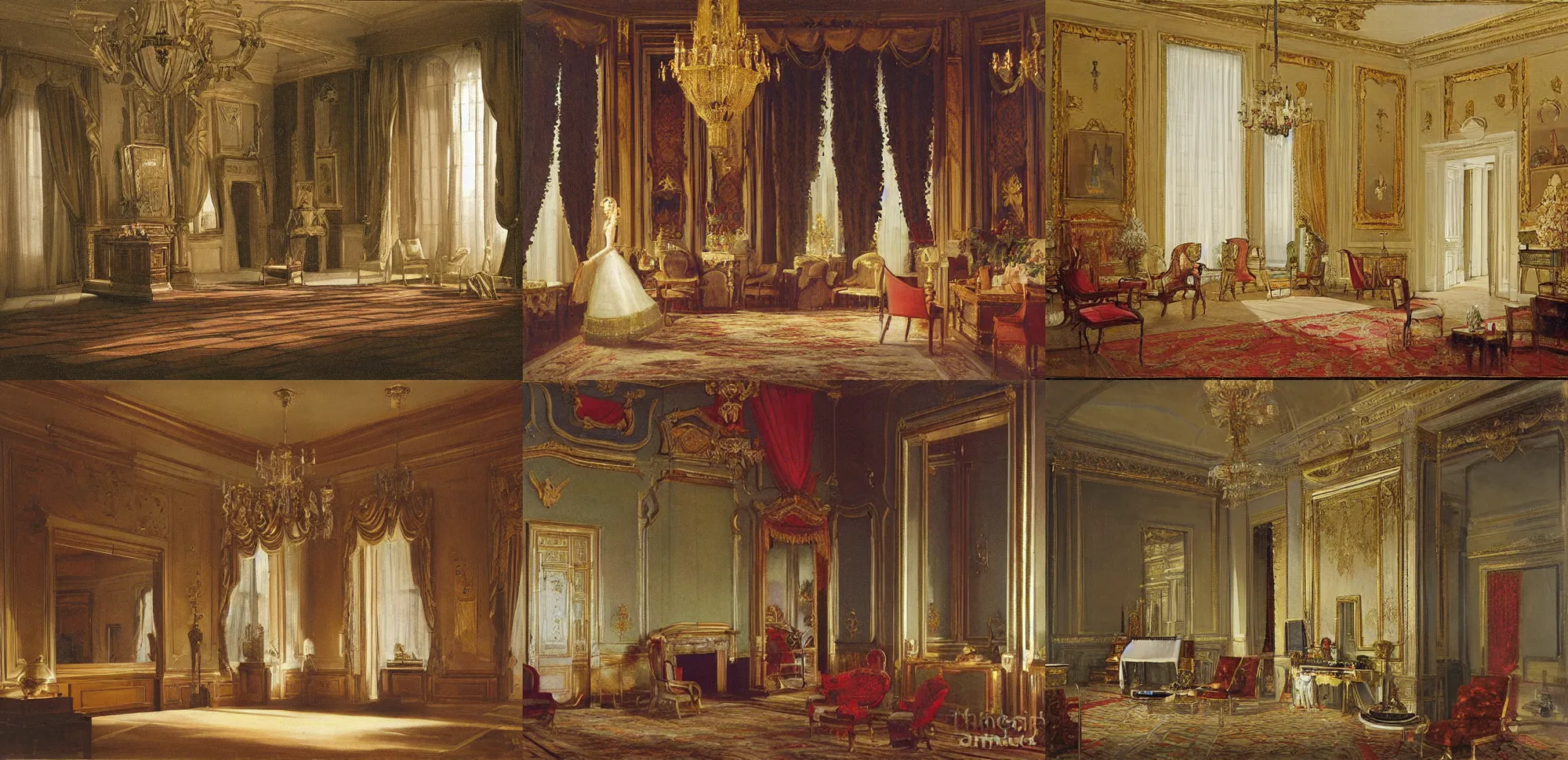 Prompt: first fancy ball in palace, natasha rostova, moscow, interior, early 1 9 century, art by wilhelm gause