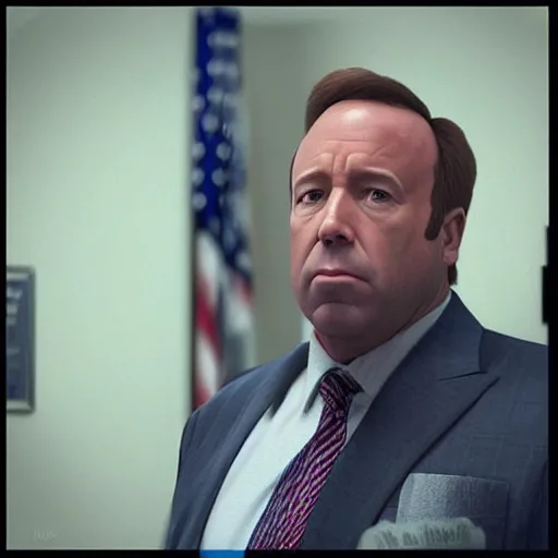 Image similar to “ very photorealistic photo of alex jones in saul goodman ’ s office, award - winning details ”