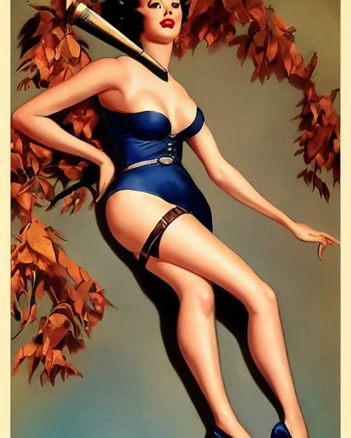 Prompt: character concept art of a beautiful pinup girl, realistic fine details, alberto vargas, jim silke, rolf armstrong, gil elvgren, jean gabriel domergue, trending on artstation