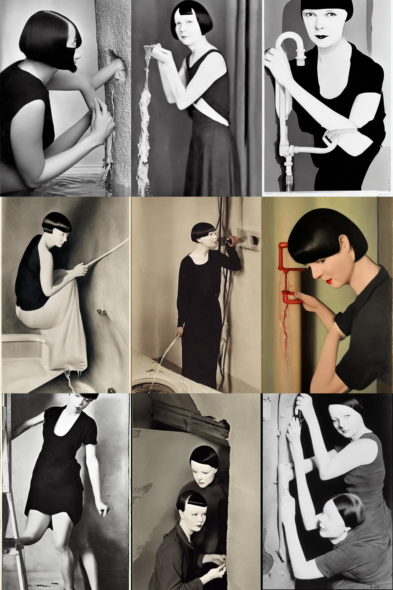 Prompt: portrait of mary louise brooks age 2 5,, ross tan, fixing water leak