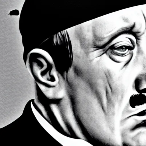 Image similar to adolf hitler, 9 0's rap video clip, hyperrealism, sharp focus, 4 k resolution, ultra detailed, style of david lynch