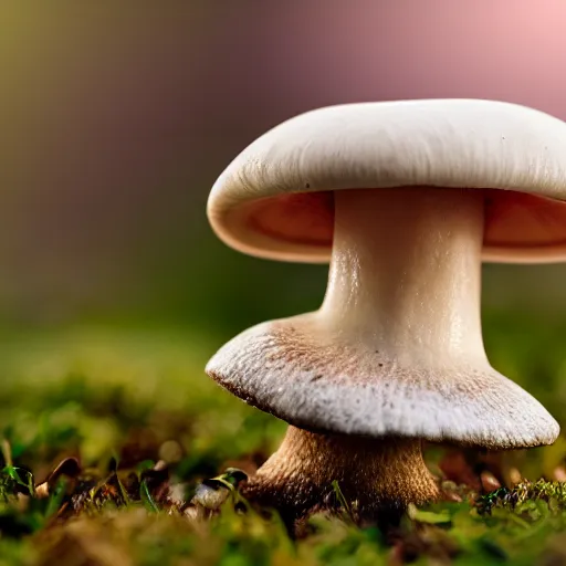 Image similar to a mushroom smiling, photorealistic