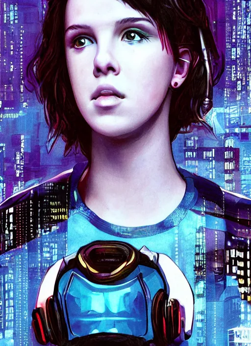 Image similar to Portrait of cyberpunk Millie Bobby Brown