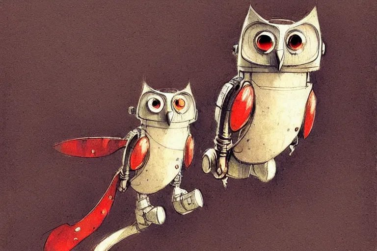 Prompt: adventurer ( ( ( ( ( 1 9 5 0 s retro future robot mouse owl flying machine. muted colors. ) ) ) ) ) by jean baptiste monge!!!!!!!!!!!!!!!!!!!!!!!!! chrome red