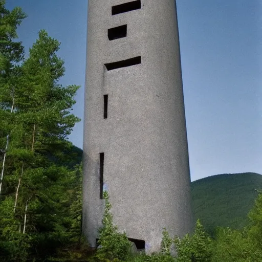 Prompt: brutalist concrete spomenik structure, in the mountains, taiga, by Henri Matisse