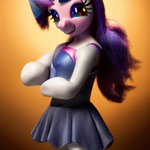 Prompt: Twilight Sparkle from My Little Pony: Friendship is Magic if she was a real pony, portrait photography by Annie Leibovitz, 8k, trending on Artstation, studio lighting, intricate details