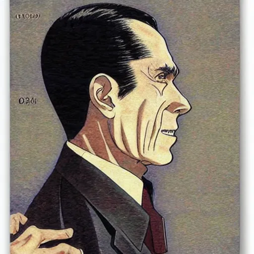 Image similar to anime detective joseph goebbels by hasui kawase by richard schmid