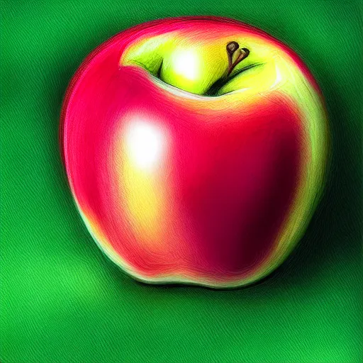 Prompt: frozen apple, highly detailed, centered, solid color background, digital painting