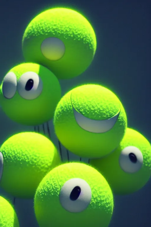 Image similar to tennis ball monsters, studio ghibli, octane render, 4 k