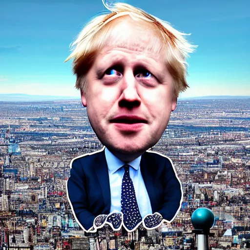 Prompt: And then i was on top of a giant record Trying to run from the needle's eye The universe turned inside out Boris Johnson stood idly by