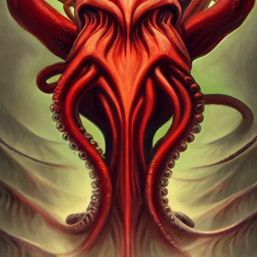 Prompt: a painting of cthulhu, stylized, beautiful, unimaginable, very high detailed, sharp focus, trending on artstation, cgsociety, deviantart