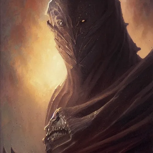 Image similar to head and shoulders portrait of a spectral wraith paladin, d & d, fantasy, greg rutkowski, frank frazetta, alexandre chaudret, boris vallejo, michael whelan, miro petrov, hr giger, magali villeneuve, donato giancola