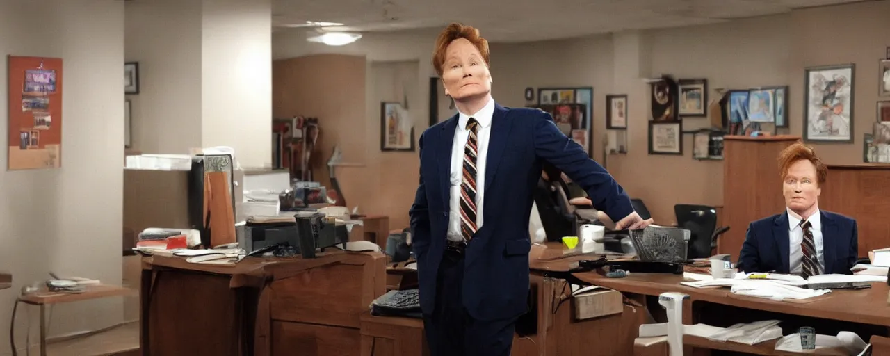 Image similar to conan obrien in the office season 2, trending on artstation