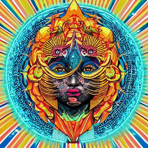 Image similar to album cover design design depicting vishnu, by jonathan zawada, pi - slices, and tristan eaton, digital art