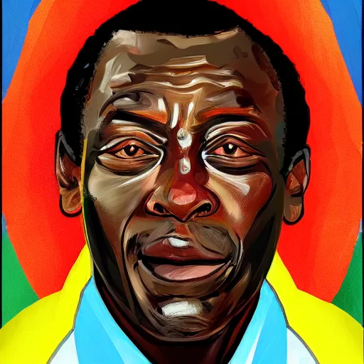 Prompt: portrait of pele in the style of gta