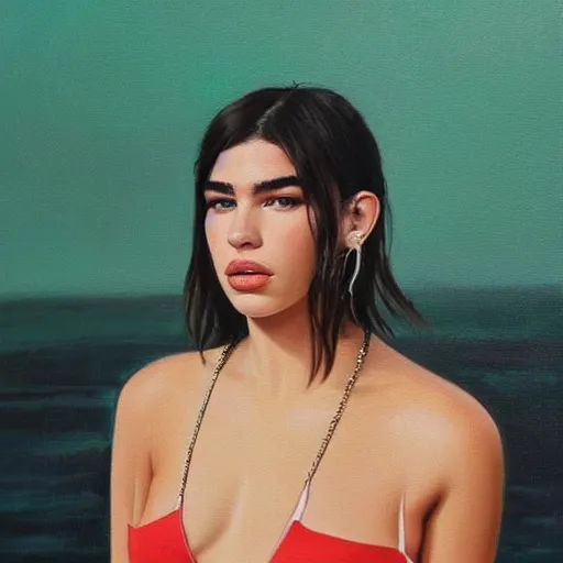 Prompt: dua lipa in a realistic painting, ultra realistic, very details, cinematic