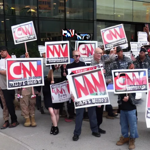 Image similar to army of daddy protestors at cnn headquarters