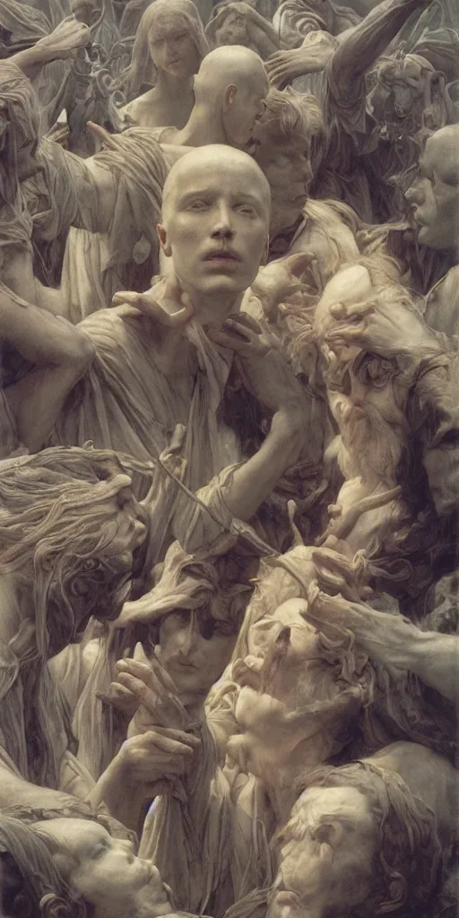 Image similar to the seventh seal, masterpiece by Edgar Maxence and Ross Tran and Michael Whelan, gustav dore, 8k, octane render