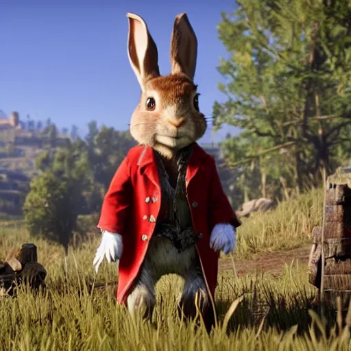 Prompt: peter rabbit in red dead redemption 2