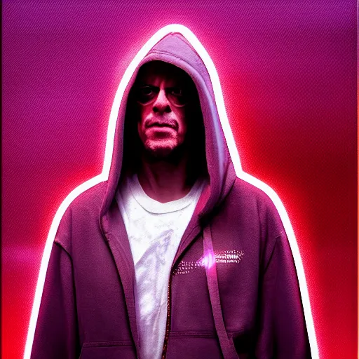 Image similar to christopher lloyd in hoodie, portrait, vaporwave, synthwave, neon, vector graphics, cinematic, volumetric lighting, f 8 aperture, cinematic eastman 5 3 8 4 film, photorealistic