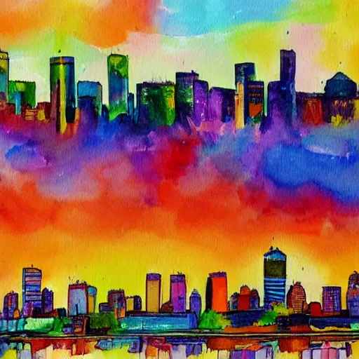 Image similar to colorful painting of greenville, sc skyline in the style of henri matiss