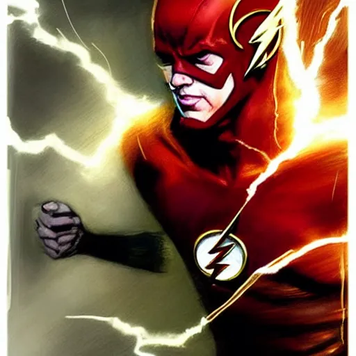 Prompt: comic book cover art of the flash by casey baugh
