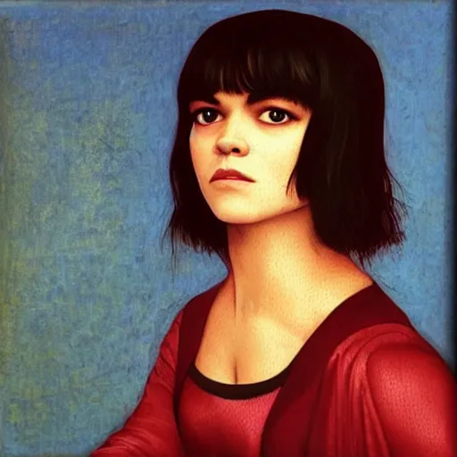 Image similar to a renaissance style painting of the musician bat for lashes