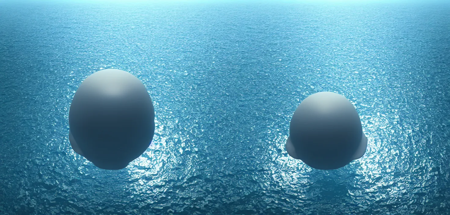 Image similar to a computer generated image of a giant object floating in the ocean, a 3 d render by beeple, featured on polycount, nuclear art, rendered in cinema 4 d, octane render, rendered in unreal engine