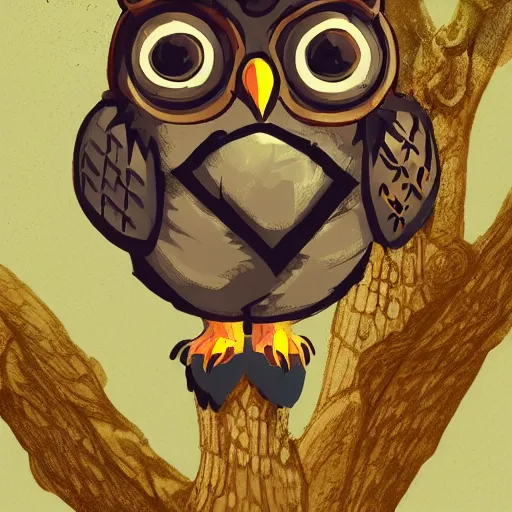 owl cartoon in tree