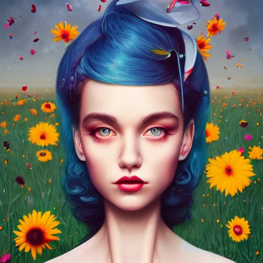 Image similar to Lofi portrait in a field, Pixar style by Tristan Eaton and Stanley Artgerm and Tom Bagshaw and Tim Burton