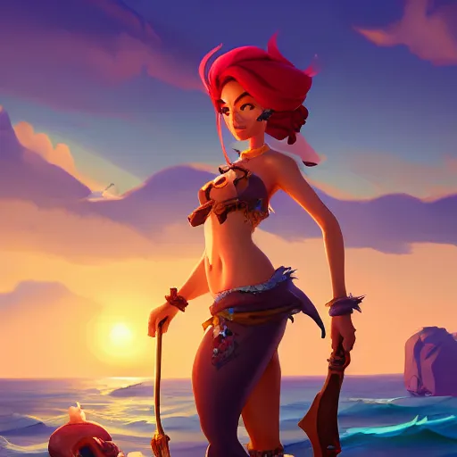 Image similar to jack the pirate mermaid on sea of thieves game avatar hero, behance hd by jesper ejsing, by rhads, makoto shinkai and lois van baarle, ilya kuvshinov, rossdraws global illumination