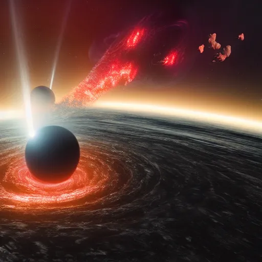 Image similar to black hole destroying earth, cinematic, backlit, 8k, ultra detailed