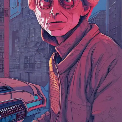 Image similar to a study of cell shaded picture of marty mcfly concept art, illustration, taxi cab, post grunge, concept art by josan gonzales and wlop, by james jean, Victo ngai, David Rubín, Mike Mignola, Laurie Greasley, highly detailed, sharp focus, alien, Trending on Artstation, HQ, deviantart, art by artgem