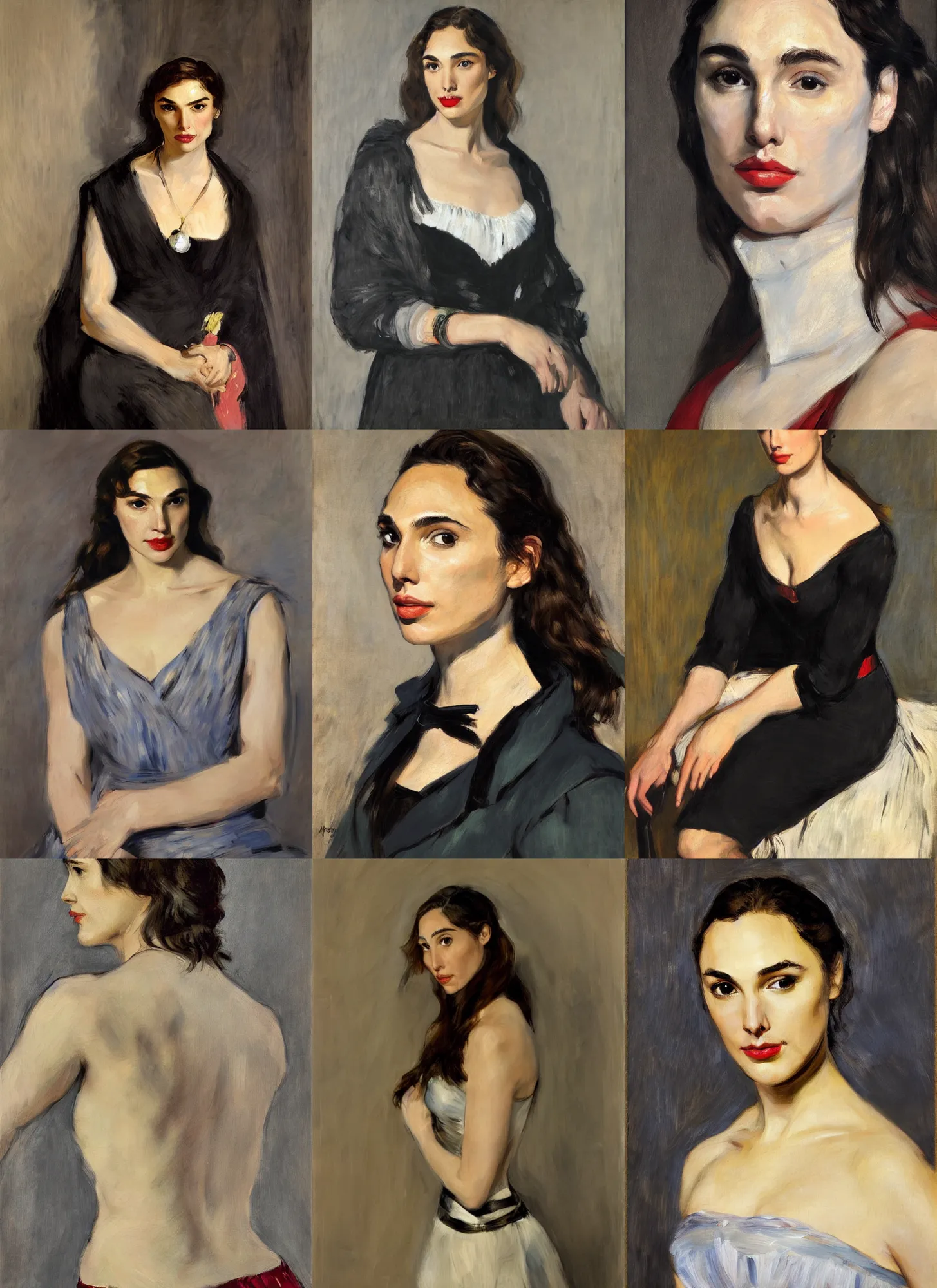 Prompt: portrait of Gal Gadot , oil painting by Manet, photo real, super detailed, 4k, hd