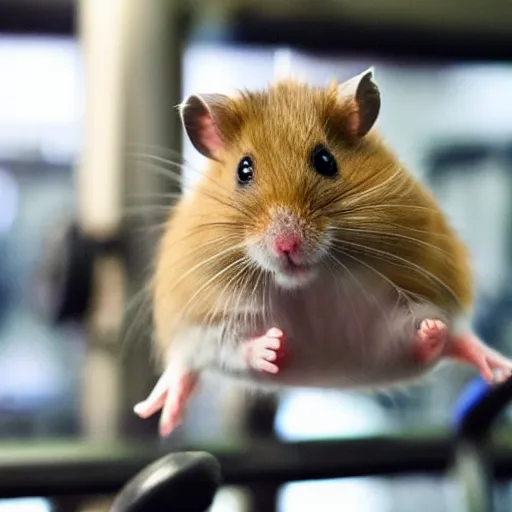 Prompt: “hamster at the gym flexing its humanoid muscles”