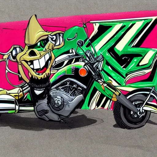 Image similar to Rat Fink designing a Honda Rebel 500