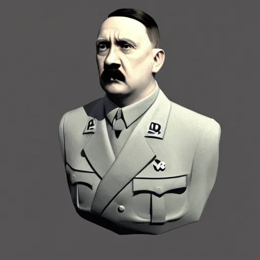 Image similar to adolf hitler, low - poly 3 d model, rendered in octane, ambient occlusion