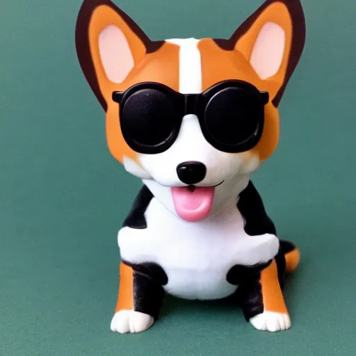 Prompt: funko pop of a corgi wearing a tuxedo