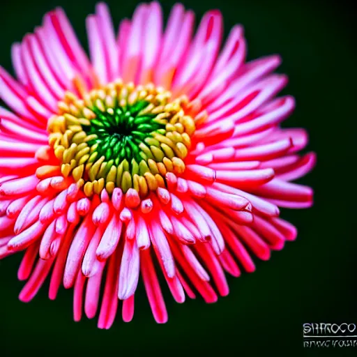 Prompt: Chrysanthemum EOS-1D, f/1.4, ISO 200, 1/160s, 8K, RAW, unedited, symmetrical balance, in-frame, god rays, digital art, high detail by tristan eaton