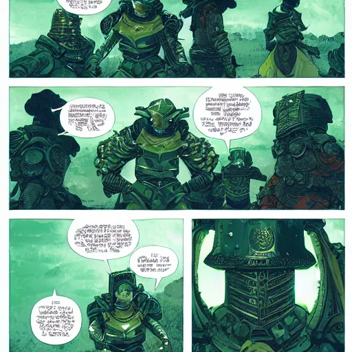 Image similar to green ore lady in full plate armour by feng zhu and loish and laurie greasley, victo ngai, andreas rocha, john harris