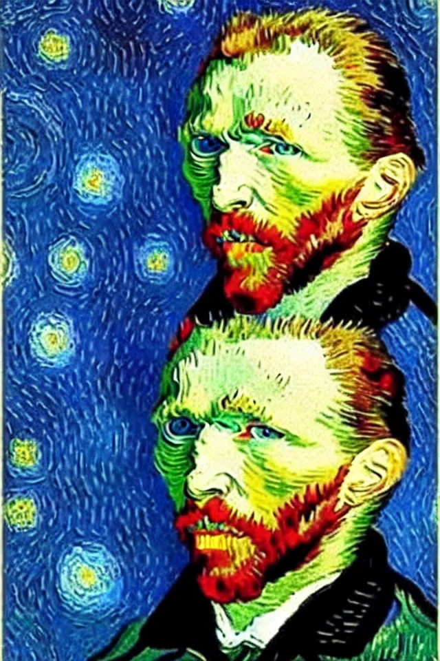 Image similar to winking self - portrait of van gogh, wink and smile, happy vincent