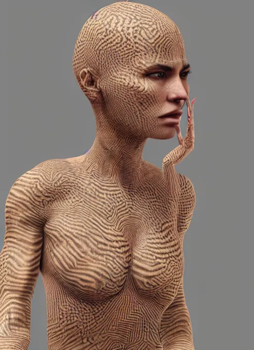 Prompt: : women with maze pattern skin all over hyper detailed dalle2 3d render unity gigapixel unrealengine octane