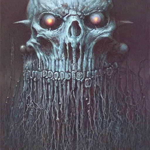 Image similar to warhammer 40k occult necromancer by Beksinski, high detail hyperrealistic