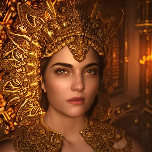 Image similar to portrait of wonderful princess, glowing, ornate and intricate, jaw dropping, dynamic lighting, intricate and detailed, 4 k octane render