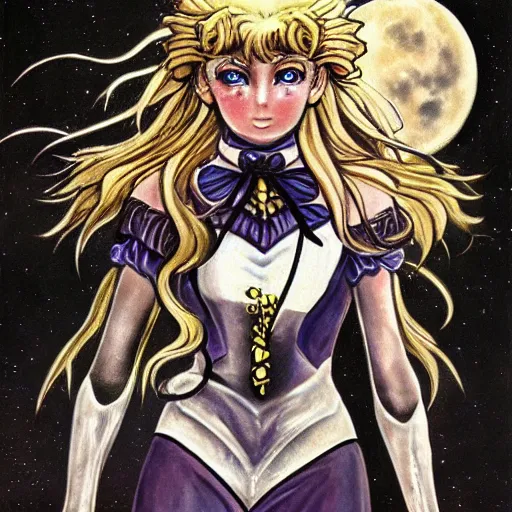 Prompt: sailor moon. concept art by hr giger