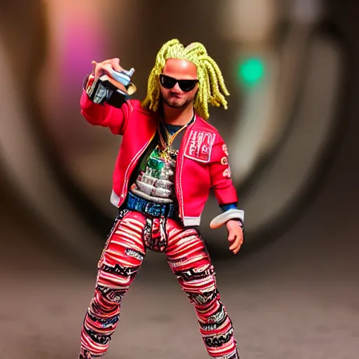 Image similar to jody highroller, miniature action figure, promotional studio photography