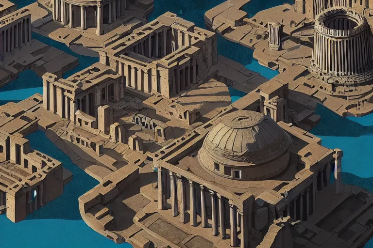 Prompt: an ancient roman city, by paolo eleuteri serpieri and tomer hanuka and chesley bonestell and daniel merriam and tomokazu matsuyama, clearly defined outlines, unreal engine, high resolution render, featured on artstation, octane, 8 k, highly intricate details, vivid colors