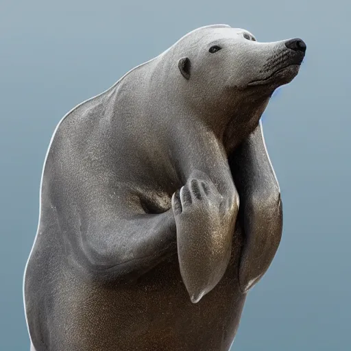 Image similar to metal sculpture of polar bear eating a seal